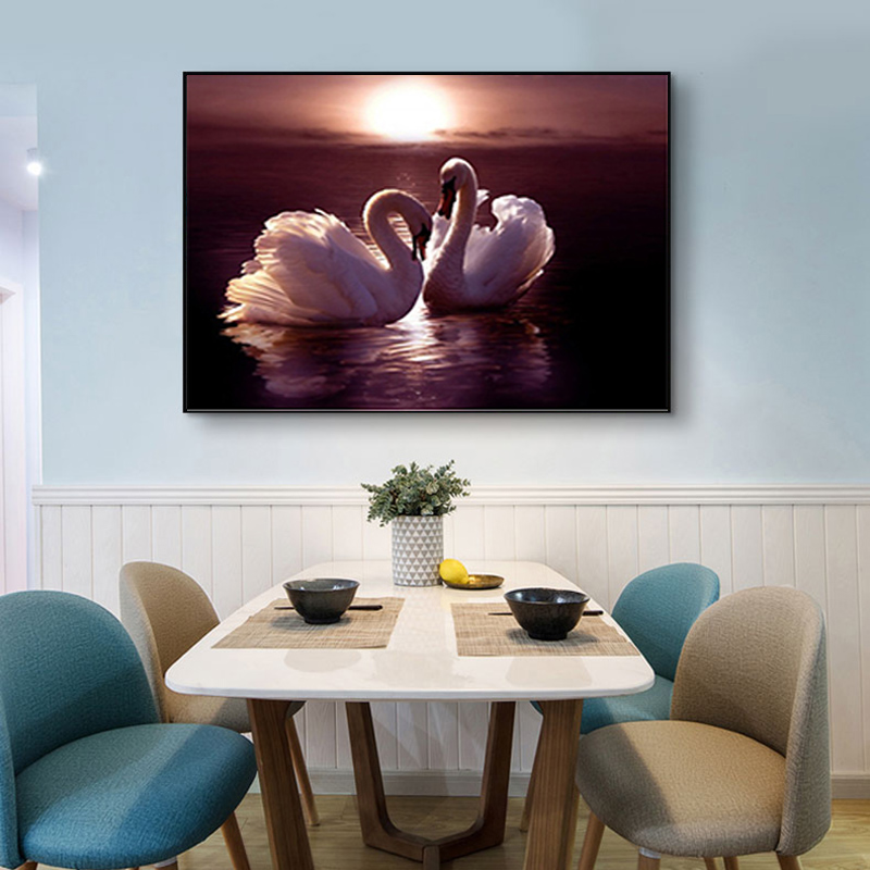 Swan DIY 5D Diamond Painting Cross Stitch Full Round Rhinestone Mosaic Animals Diamond Embroidery Handmade Art Home Decor