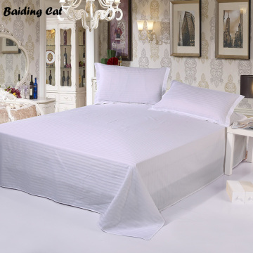 White Stripes Hotel Bed Sheet 100% Satin Cotton 40S Flat Sheet Luxury Bed Linen Bedclothes 160*235,200*235,230*235cm,235cm*260cm