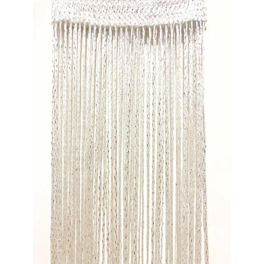 Decorative Silver Silk Curtain Shiny Tassel Window Glass Panel Room Partition Board Fly Screen Door Suspension