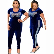 Velvet 2 Piece Set Women African Clothes Autumn Winter 2020 Africa Clothing Plus Size High Quality Fashion Suit African Dresses