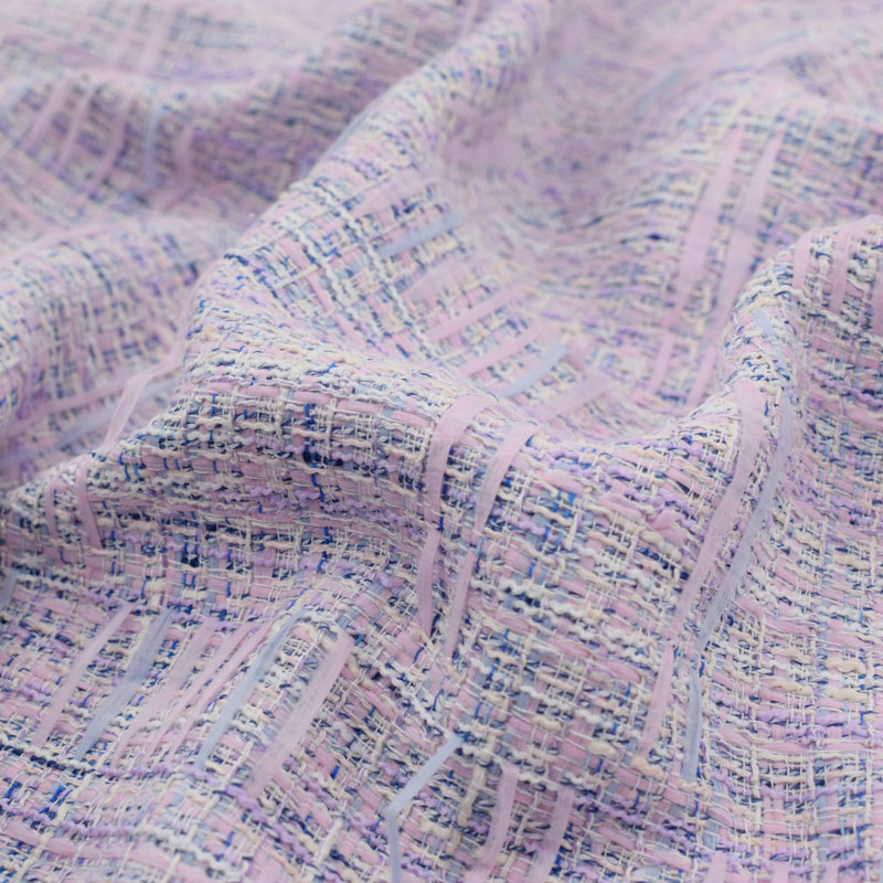 Hot sale Light purple yarn-dyed tweed fabric for dress coat telas por metro tissu tissus bazin riche getzner sewing tecido DIY