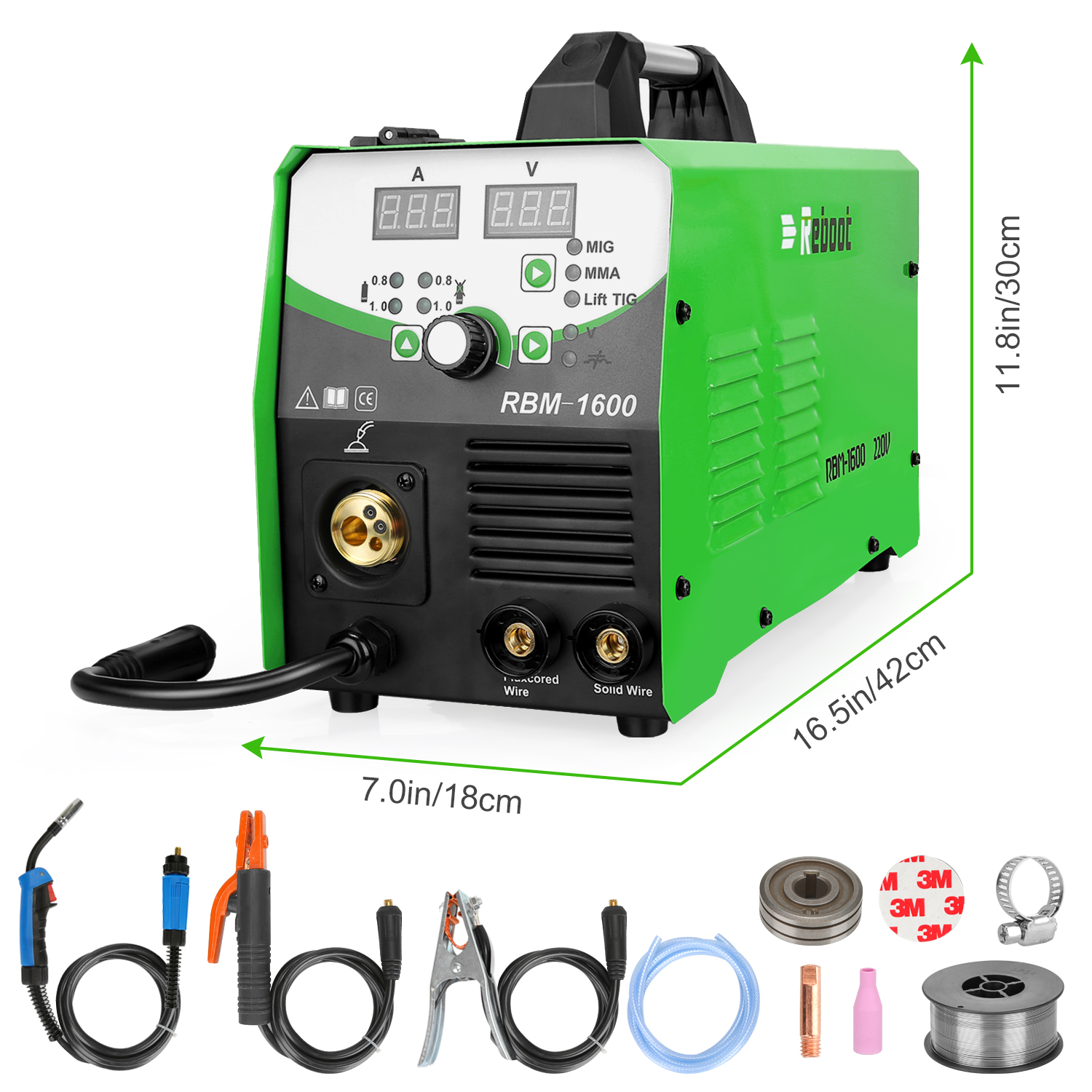 REBOOT MIG Welder MIG160 AC220V 1KG/5KG Gas/Gasless MIG/Stick/Lift TIG Welder 4 in 1 Flux Core MIG Inverter Welding Machine