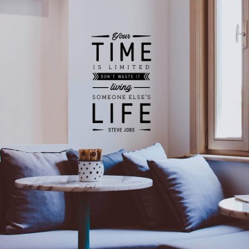 Vinyl Wall Art Decal Your Time is Limited Don't Waste It Steve Jobs Quote for Living Room Decor Workplace Office Work Sticker