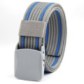 Men's Womens Plain Color Nylon canvas outdoor training Belt Plastic Buckle PD002