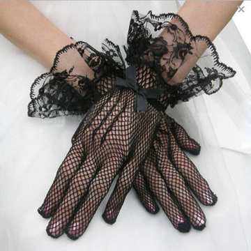 White or Black Bridal Gloves Lace Finger Short Cheap Wedding Gloves Accessories Wrist Length Wedding Finger Gloves