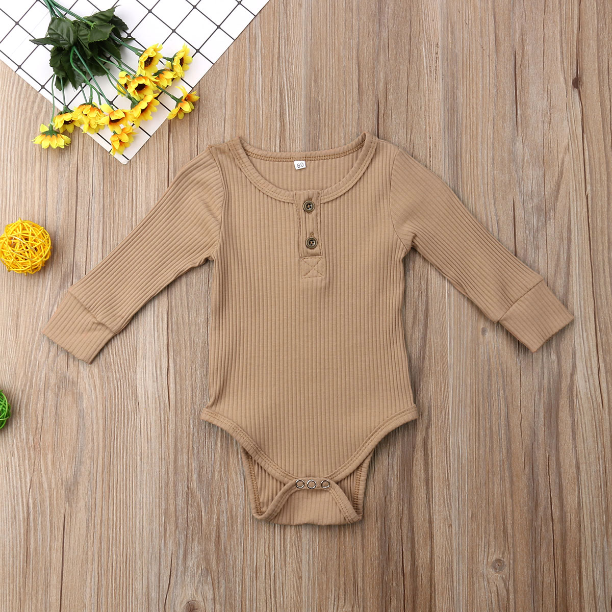 PUDCOCO Newborn Baby Girls Boys Bodysuits Spring Autumn Toddler Clothes Ribbed Cotton Long Sleeve Infant Jumpsuit Baby Clothing