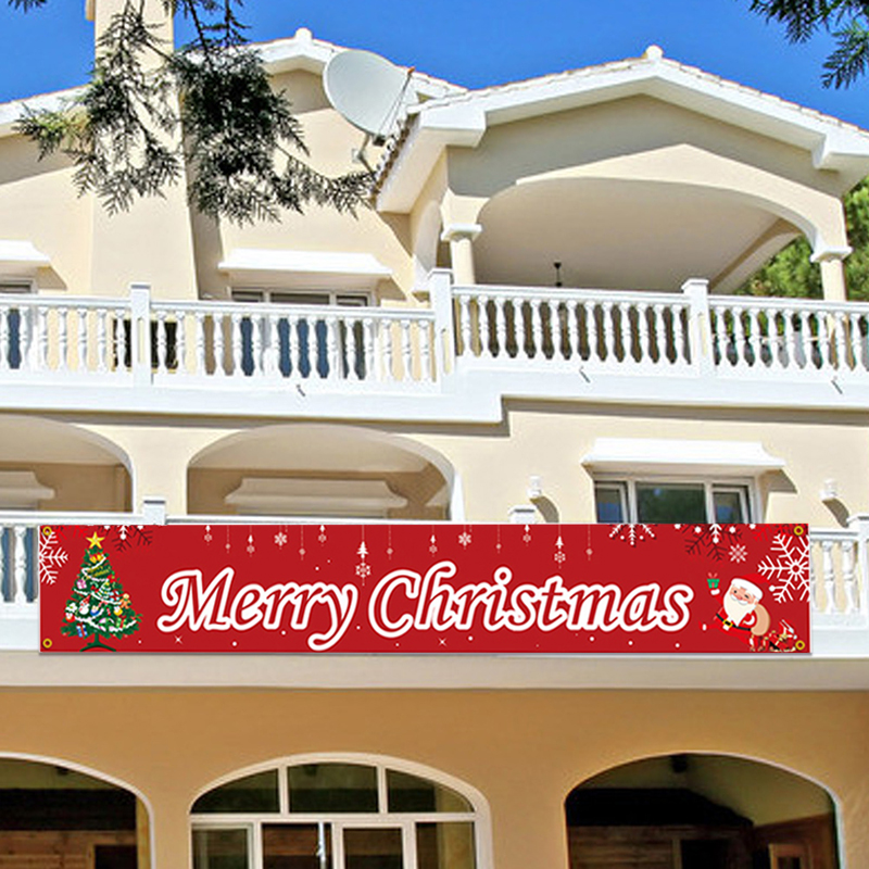 Merry Christmas Banner Large Xmas Sign Holiday Decorations Huge Xmas House Home Outdoor Party Decoration Flags Banners