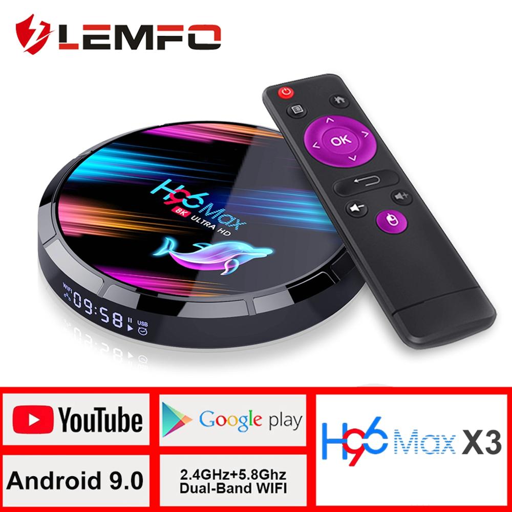 TV Box android 4G 64GB 8K Android TV Box 2020 H96 MAX Smart TV Box LEMFO 2.4G 5.8G WIFI Google Voice 9.0 Set Top Box H96 max x3