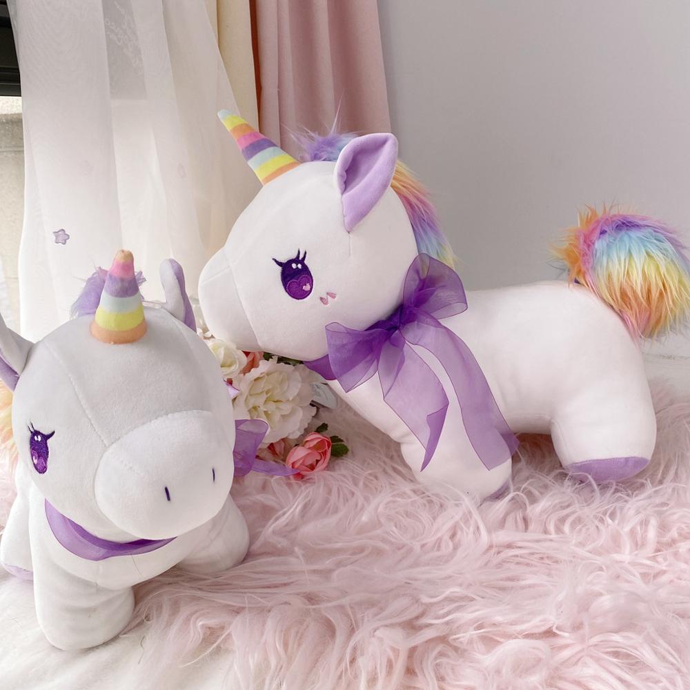 30CM/40CM Beautiful Unicorn Doll, Soft Fabric, PP Cotton Stuffed, Rainbow Colored Sideburns Decoration, Gift for Girls