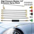 7Pcs 1/4" High Pressure Washer Spray Lance w 5 Nozzles Quick Connect Extension Wand Rod Rotating Turbo Jet Tips Angle Adjustable