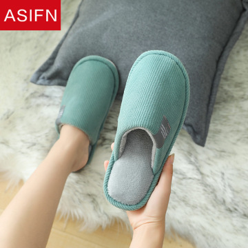 ASIFN Women Winter Fur Slippers Simple Solid Non-slip Indoor Bedroom Warm Plush Ladies Flats Home Female Furry House Slippers