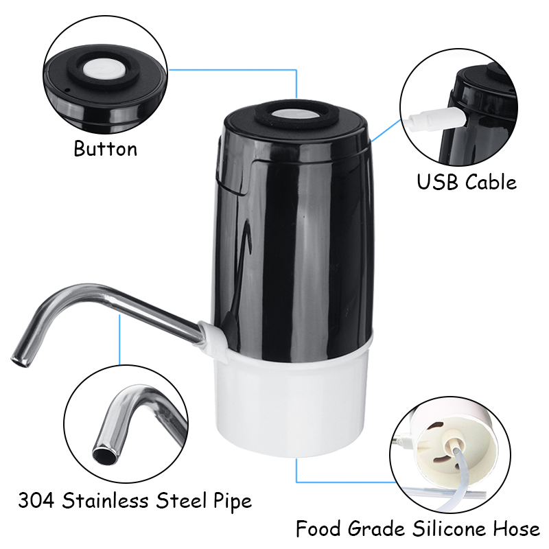 5W Electric Water Pump Dispenser Drinking Bottle Switch USB Charging Portable Gallon USB Charging Water Treatment Appliances