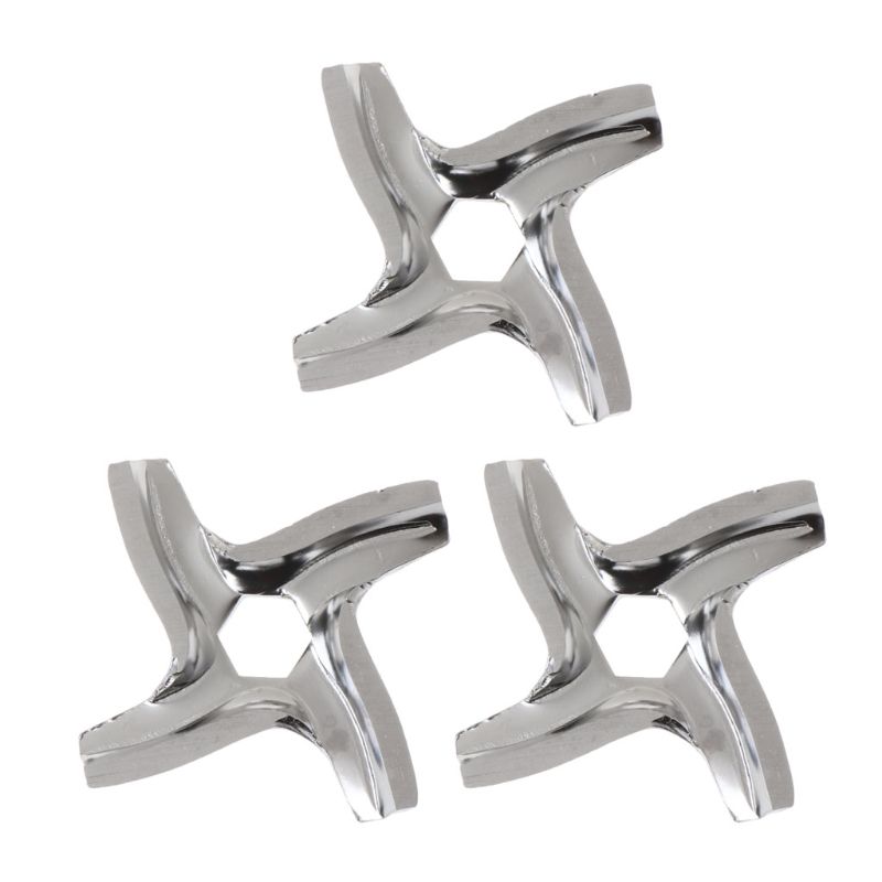 3PCS Stainless Steel Metal Meat Grinder Parts 4 Blade Hexagon Mincer Knife