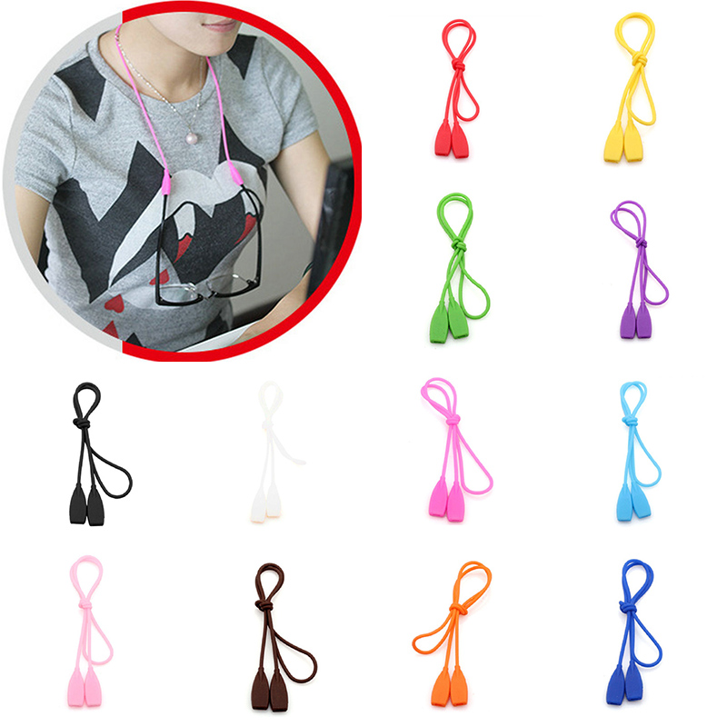 25cm Candy Color Elastic Silicone Eyeglasses Straps Sunglasses Chain Sports Anti-Slip String Glasses Ropes Band Cord Holder