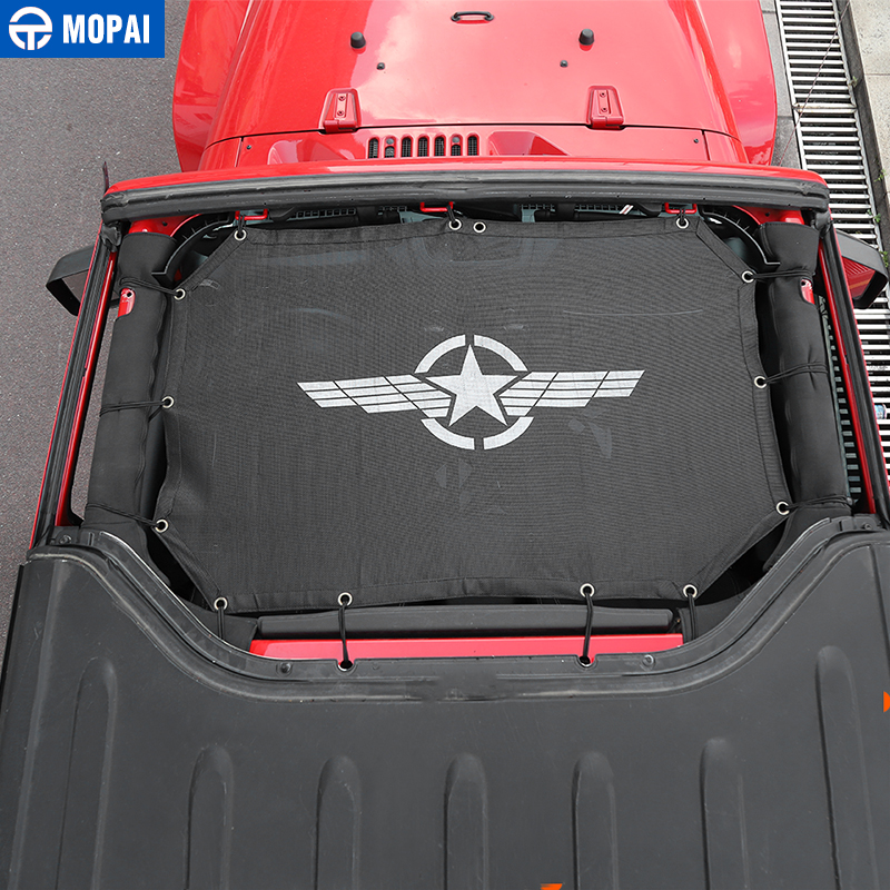 MOPAI 2 Door Car Top Sunshade Cover Roof Anti UV Sun Shade Protect Mesh Net Accessories For Jeep Wrangler 2007-2017 Car Styling