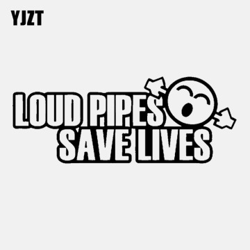 YJZT 13CM*5CM Funny LOUD PIPES SAVE LIVES JDM Vinyl Car-styling Car Sticker Black Silver C11-2113