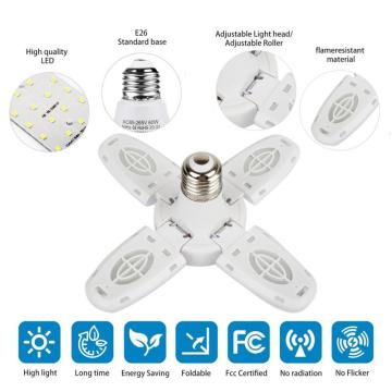 1PC E27 led Lamp Led Bulb 38W Lampada Led Light Bulb AC 85-265V Foldable Fan Blade Lights lighting for Living Room Garage light