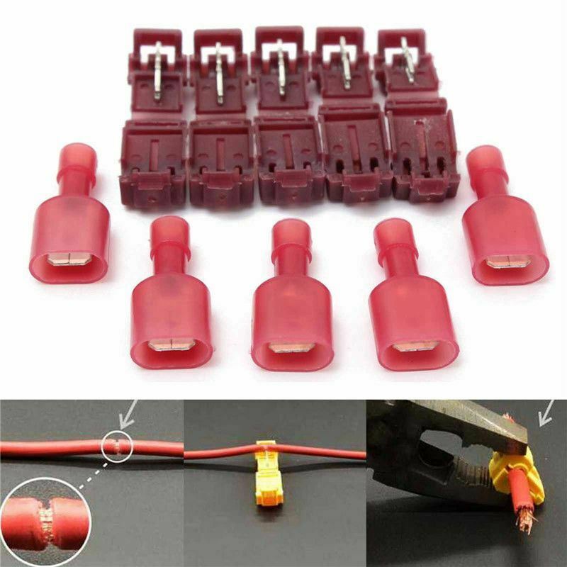 60PCS Electrical Wire Butt Splice Quick Insulated Connectors Car Audio Male Spade Crimp Terminals Kit Tool 22-10AWG Assortment