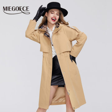 MIEGOFCE 2020 Spring New Trench Collection Designer Women Cloak Warm Windproof Coat with Resistant Collar with Hood Windbreaker