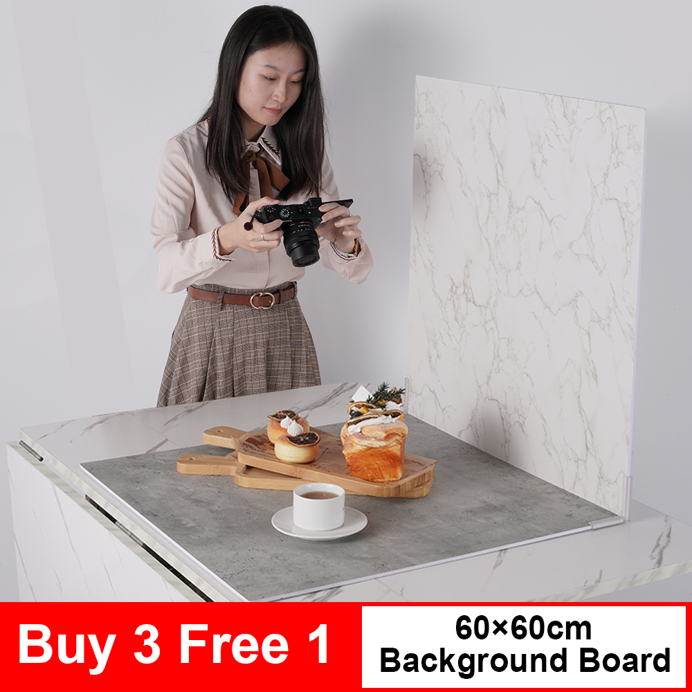 Selens 60x60cm Photography Backdrop Hard Background Board Photo Studio Wooden Cement Marble 3D Texture Photoshoot Background