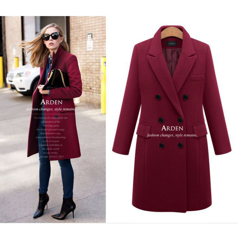 Winter Women Wool Coats 2020 Casual Effects Jackets Woolen Overcoat Elegant Double Breasted Long Ladies Coat Plus Size Outwear