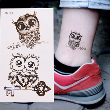 2pcs/set Cute Owl Arm Fake Transfer Tattoo Sexy Large Temporary Tattoos Sticker Men Women Body Art 105*60mm