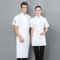 Food Service Chef Uniform Double Breasted Short Sleeve Jacket Restaurant Hotel Catering Kitchen Stand Collar Workwear Unisex