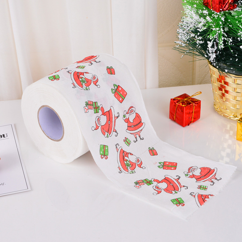 NEW Christmas Pattern Series Roll Paper Christmas Decorations Prints cute Toilet Paper Christmas Decorations For Home HOT