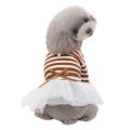 Pet Dog Stripes Pearls Gauze Tutu Dress Skirt Puppy Cat Princess Dress Clothes Cotton Short Sleeves T-shirt Apparel in stock