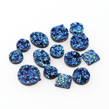 Blue Volcanic Stone Round/Oval/Water drop/Square Flatback Kawaii Resin Cabochon DIY Craft Decoration Embellishment
