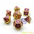 Bescon Deluxe Golden and Purple Enamel Solid Metal Polyhedral Role Playing RPG Game Dice Set of 7 for Dungeons & Dragons