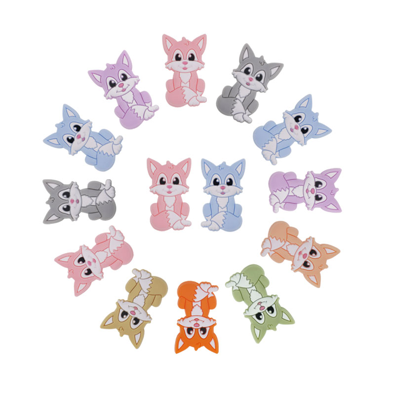 kovict 50/100/200/500 Mini Fox Silicone Beads Baby cute Cartoon Pacifier Toy Accessories