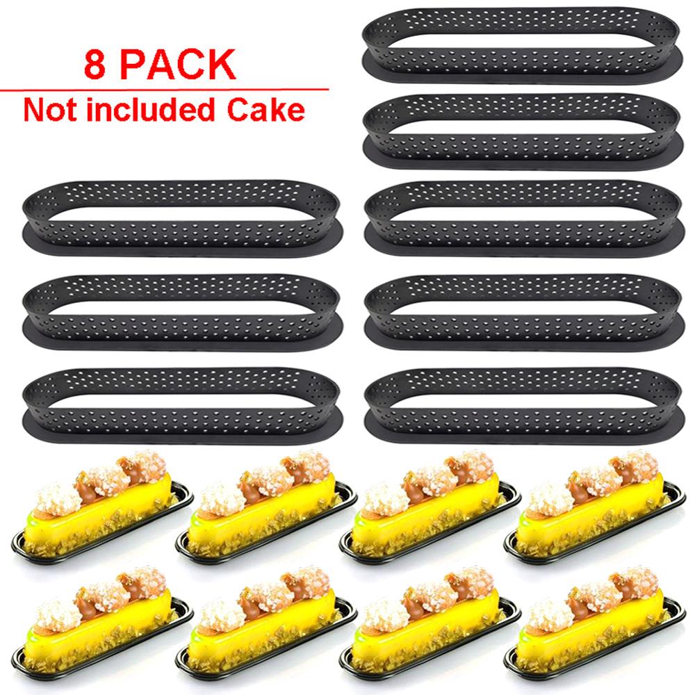 8Pcs Oval-Shape Mousse Circle Cutter Decorating Tool French Dessert DIY Cake Mold Perforated Ring Non Stick Bakeware Tart New