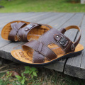 Genuine Leather Men's Sandals Open Toe Slip On Fashion Casual Shoes Men Men Slippers Roman Summer Beach Sandals Plus Size 38-48