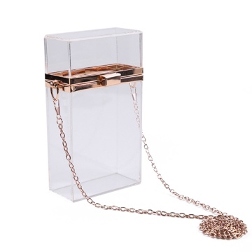 Women Clear Crossbody Purse Bag Transparent Box Clutch with Detachable Chain Strap Lady Female Prom Concert Party Shopping Tote