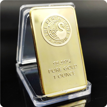 Australia The Perth Mint 1 Ounce 99.99% Pure Gold Plated High Relief Replica Souvenir Token Gold Bar