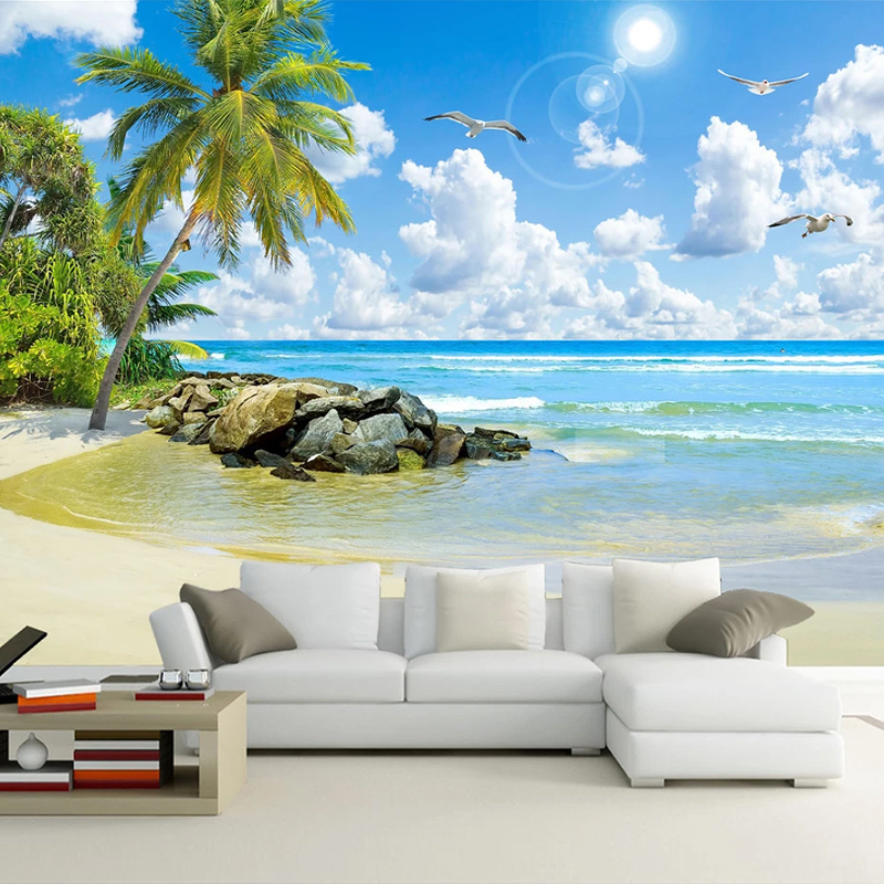Custom Photo Wallpaper For Bedroom Walls 3D Seascape Beach Wall Murals Living Room Sofa TV Backdrop Home Decoration Large Mural