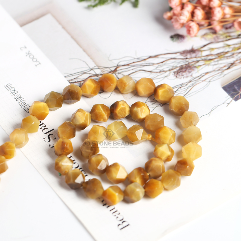 6mm~12mm Natural Tiger eye stone Diamond Cutting Faceted Stone Round Loose Beads bracelet can DIY JD Stone beads free shipping