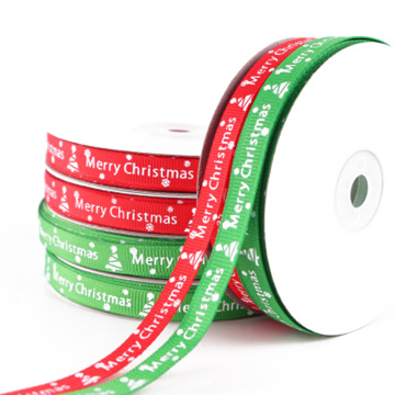 22m Merry Christmas Ribbon 10mm Printed Grosgrain Red Green Ribbon Christmas Art Craft Gift Elastic Ribbon Party Accessories