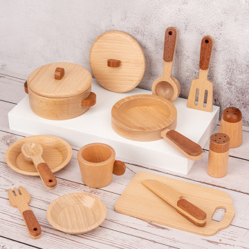 Wooden Kitchen Toys Pretend Play Kids Kitchen Set Simulation Kitchenware Miniature Food Girls Toys Educational Toys Kids Gifts