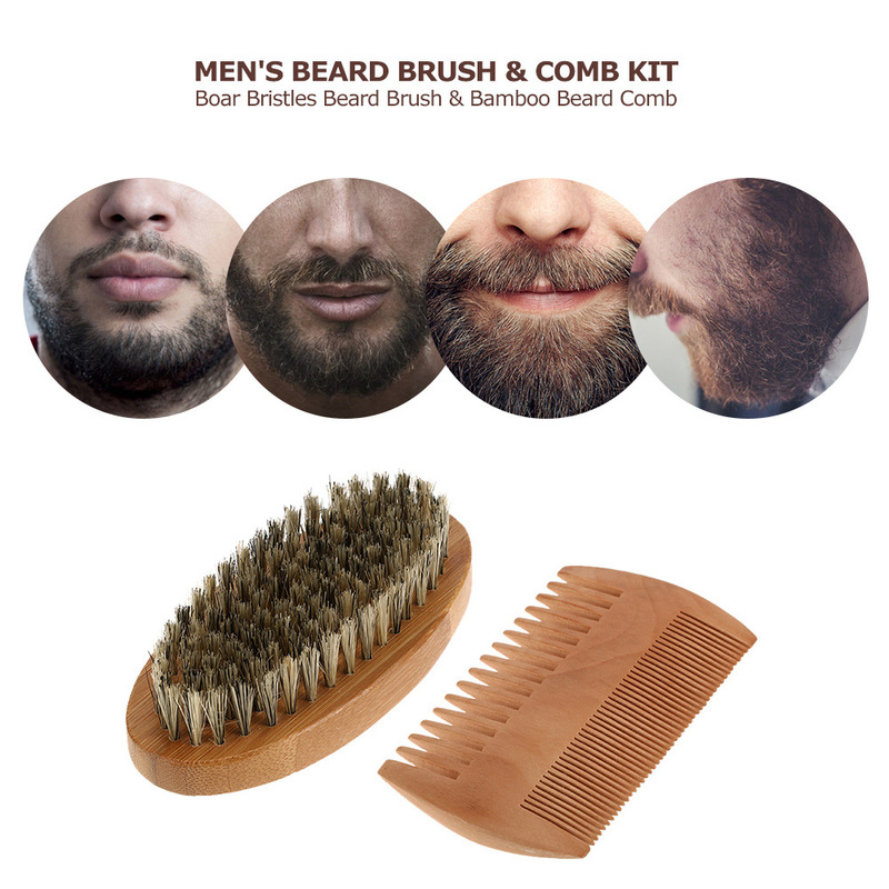 10cm Men Boar Hair Bristle Beard Brush Shaving Comb Face Massage Handmade Yellow Mustache Brush Beauty Care Drop shipping