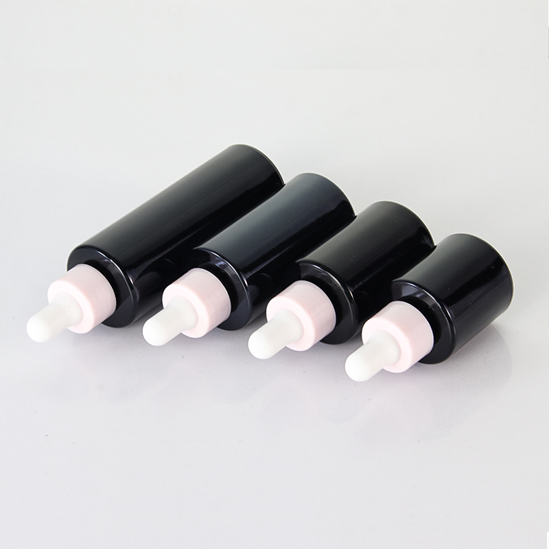 Black Flat Shoulder Glass Bottle With Pink Dropper 2 Jpg