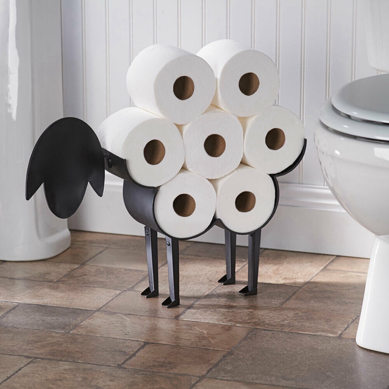 NEW-Sheep Decorative Toilet Paper Holder - Free-Standing Bathroom Tissue Storage