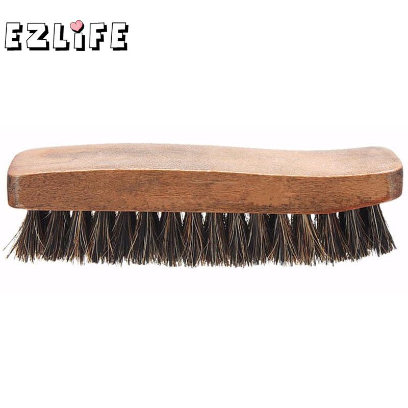Horse Hair Professional Wooden Shoes Brush Brown Shine Polish Buffing Shoes Brush With Handle Mini Practical Shoes Brush MS659