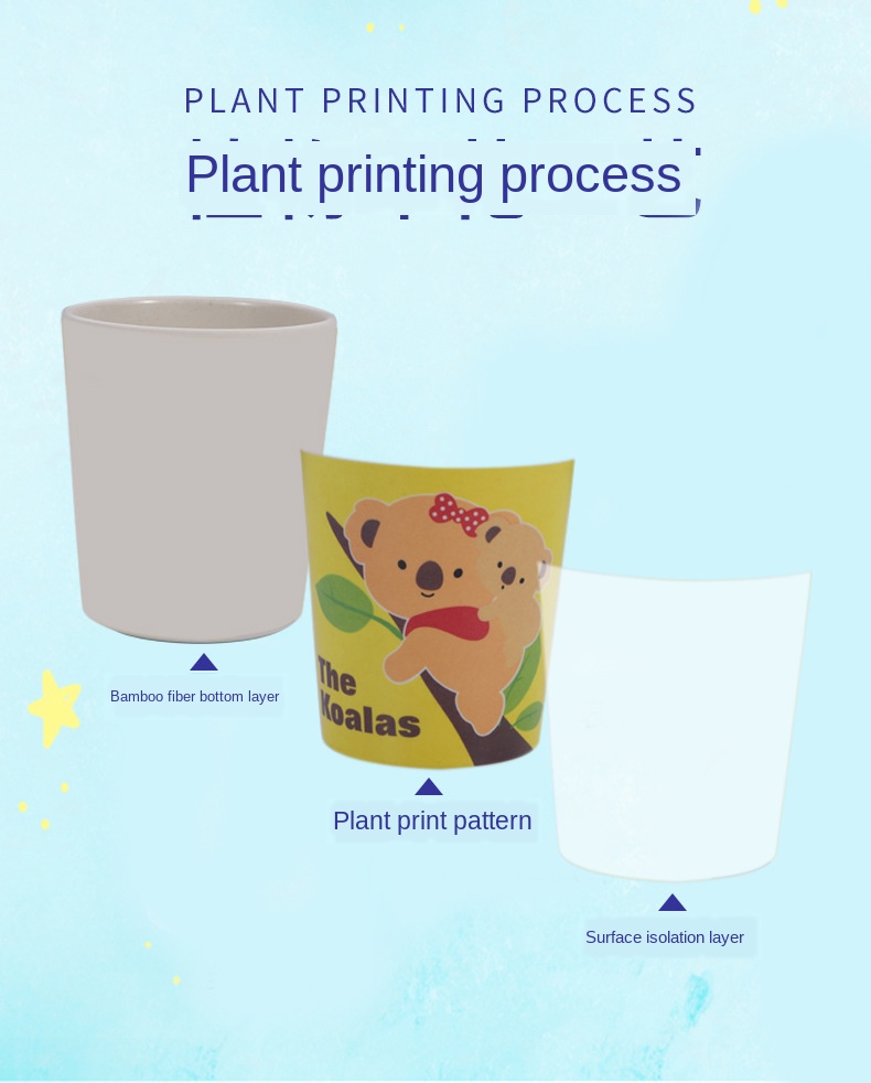 Cartoon Bamboo Fiber Children's Drinking Cup Baby Drop-Resistant Kindergarten Drinking Cup