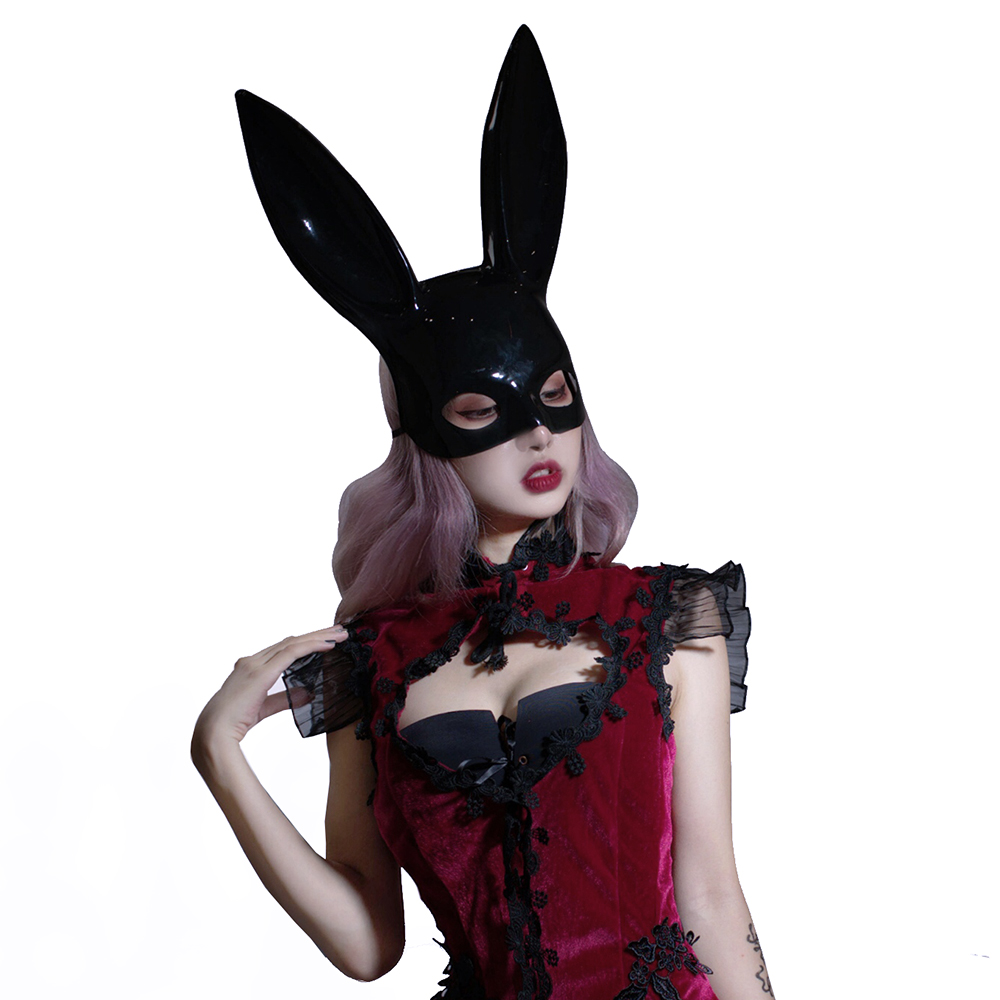 Gothic Womens Black Rabbit Cosplay Mask Eye Mask Sexy Halloween Mask Cosplay Costume Party Mask