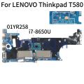 KoCoQin Laptop motherboard For LENOVO Thinkpad T580 Core SR3L8 i7-8650U Mainboard 01YR258 17812-1