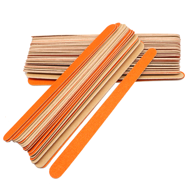 50Pcs Wooden Nail File Slim Wood Nail Buffer 180/240 Double Side Sandpaper Buffing Block Manicure Orange Color Pro lime a ongle