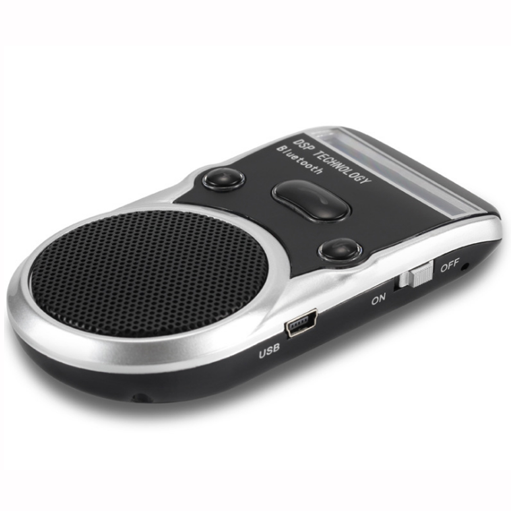 JINSERTA Solar Powered Car Speakerphone Bluetooth Kit Hands free Sun Visor Speaker with Phone Book Voice Calling