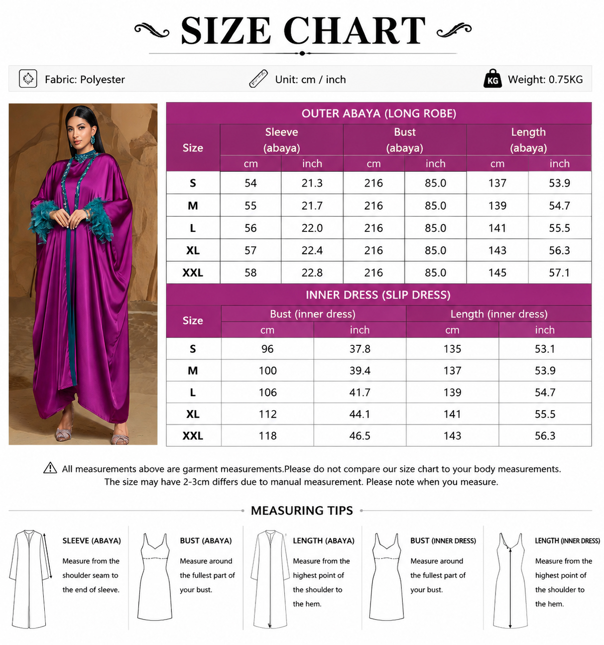 Luxury Feather Sleeve Abaya Set with Inner Dress
